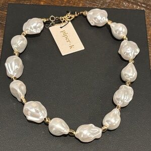 Piper K Elegant Gold and White Pearl Necklace